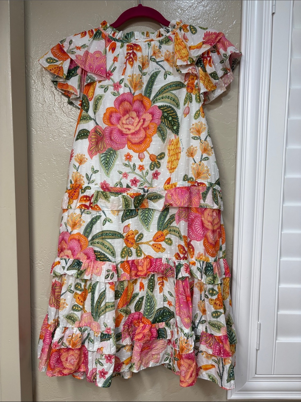 FARM RIO short tiered summer cotton Dress with tassels - Picture 6 of 7